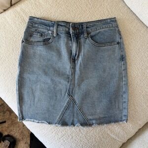 Mossimo Denim Skirt Y2K 4 Light Wash Raw Hem Mini
